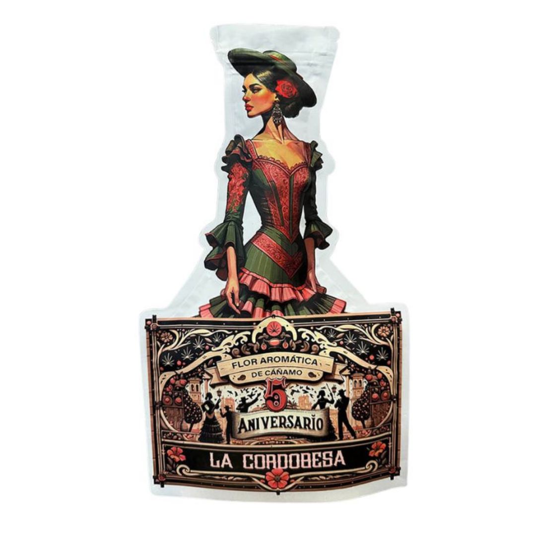 Packaging de cogollos pequeños de CBD La Cordobesa — Flor Aromática de Cáñamo